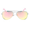 Child Size Reflective Color Mirror Silver Frame Cop Style Pilots Sunglasses