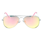 Child Size Reflective Color Mirror Silver Frame Cop Style Pilots Sunglasses