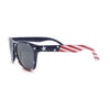 Kids Size Patriotic American USA Flag Print Classic Hipster Horn Rim Plastic Sunglasses