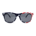 Kids Size Patriotic American USA Flag Print Classic Hipster Horn Rim Plastic Sunglasses