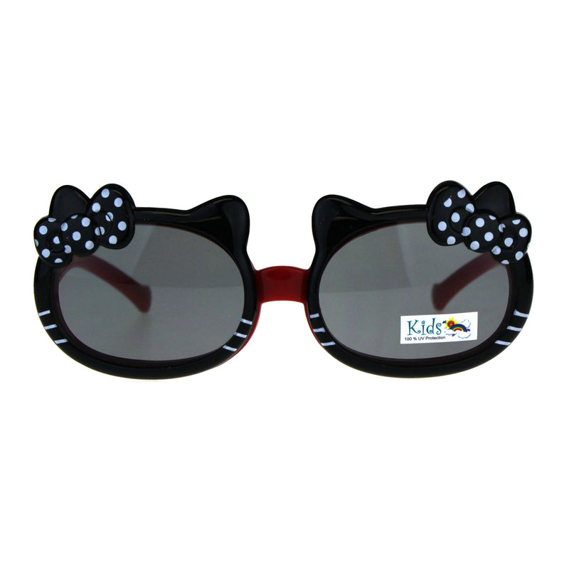 Childern Size Kitty Ear Whisker Flip Up Lens Girls Sunglasses