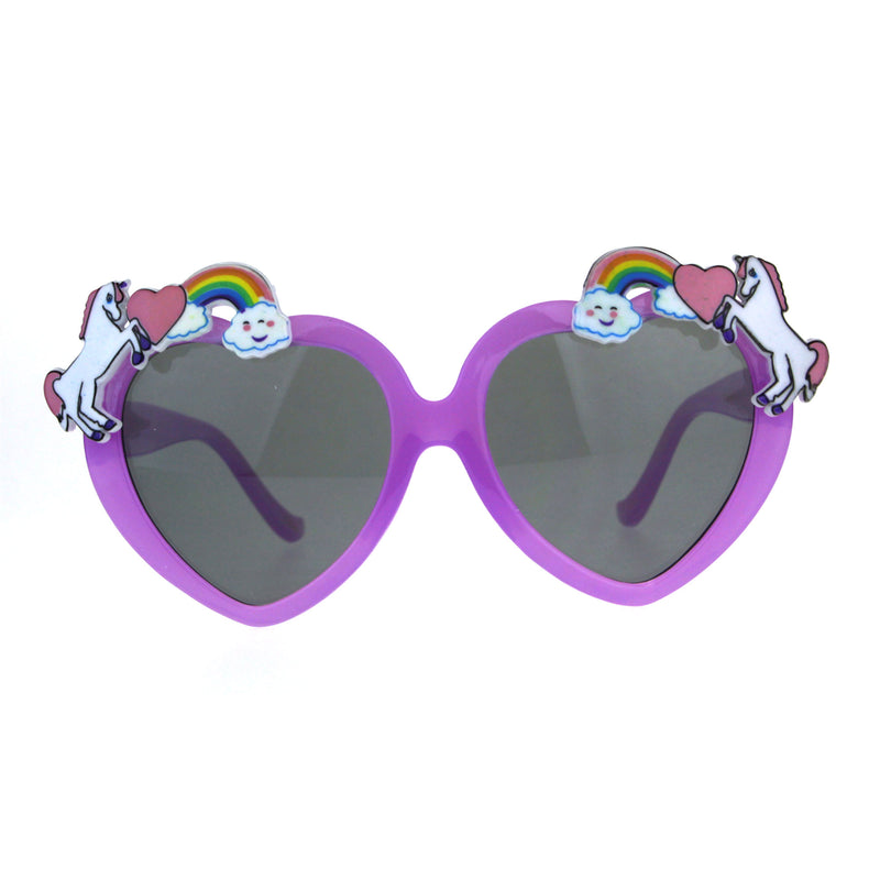 Children Size Girls Rainbow Unicorn Heart Shape Sunglasses