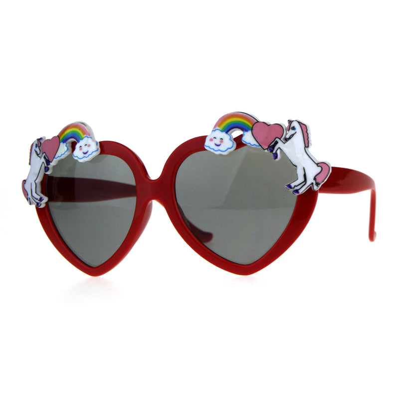 Children Size Girls Rainbow Unicorn Heart Shape Sunglasses