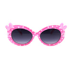 Girls Kid Size Polka Dot Bow Thick Plastic Oval Sunglasses