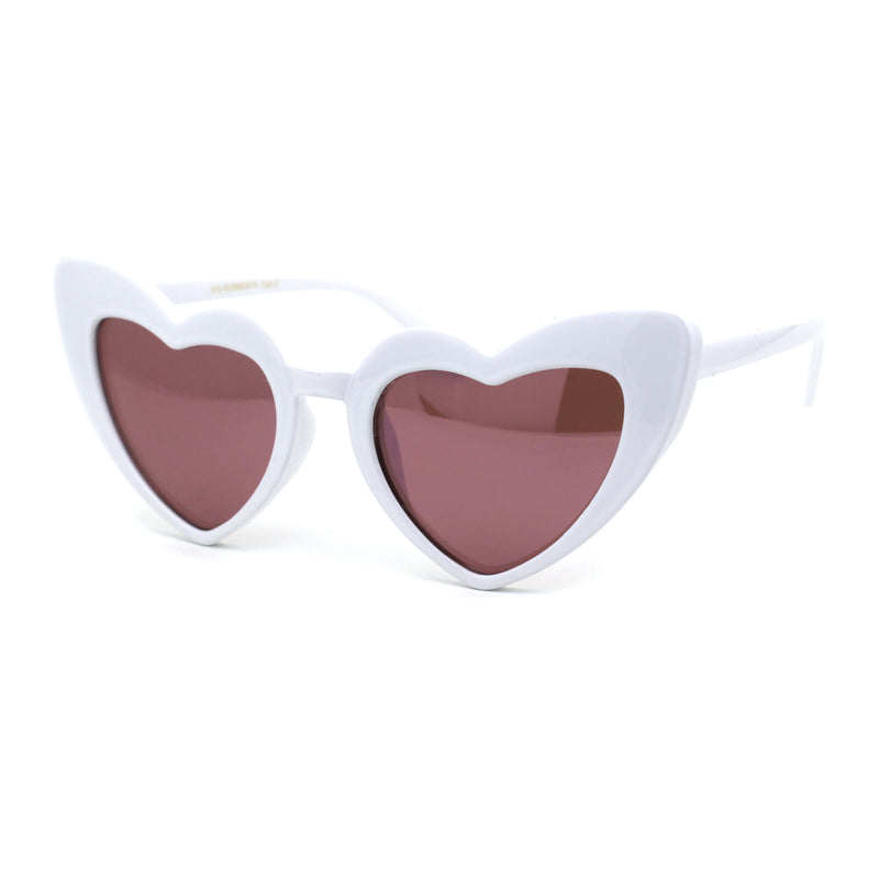 Girls Kid Size Plastic Love Heart Shape Cat Eye Sunglasses