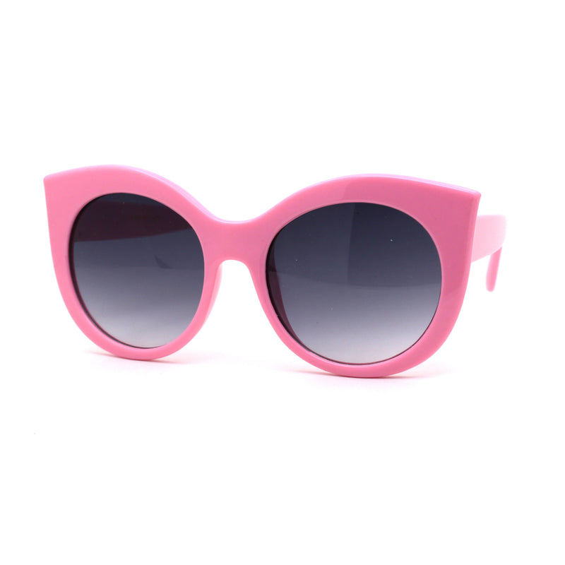 Girls Kid Size Thick Plastic Round Circle Lens Cat Eye Sunglasses
