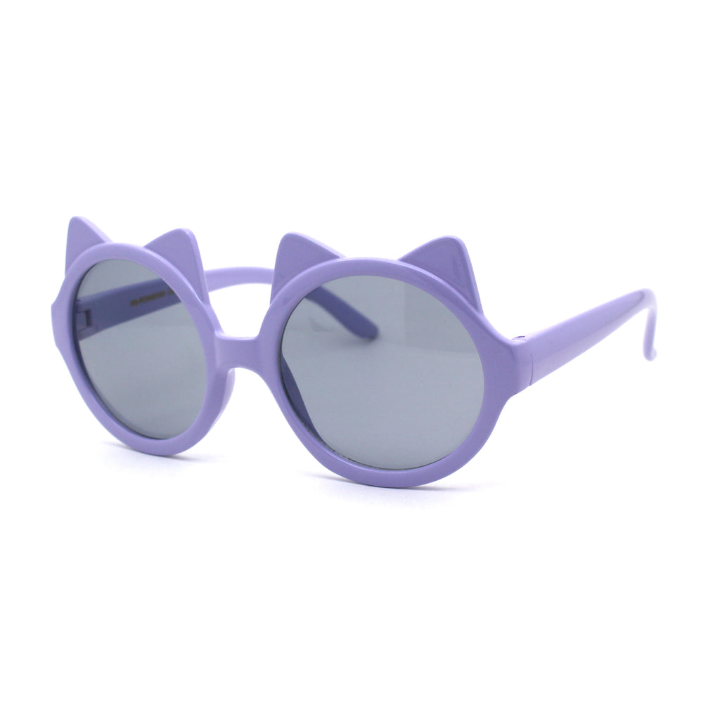 Girls Children Round Circle Lens Kitty Ear Fun Retro Plastic Sunglasses