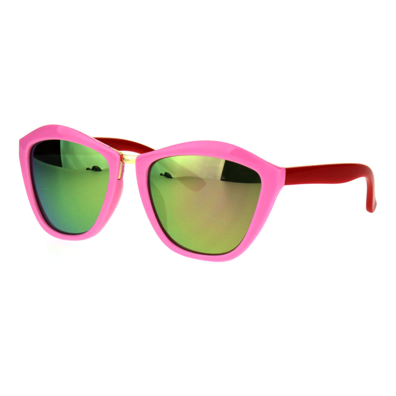 Girls Kids Size Colored Mirror Butterfly Cat Eye Designer Plastic Sunglasses