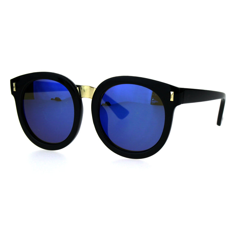 Kids Childern Size Color Mirror Plastic Retro Round Horned Rim Sunglasses