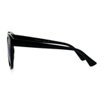 Kids Childern Size Color Mirror Plastic Retro Round Horned Rim Sunglasses