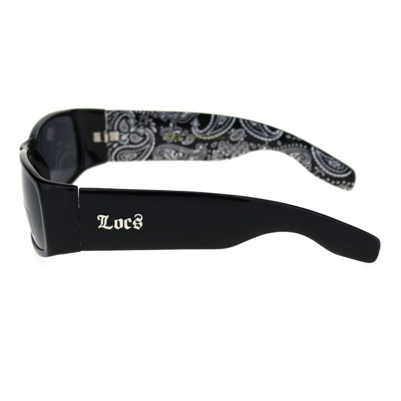 Locs Gangster Bandana Print Arm Classic Rectangular Cholo Sunglasses