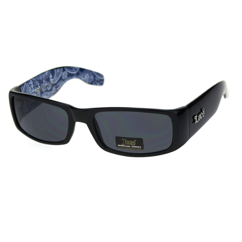 Locs Gangster Bandana Print Arm Classic Rectangular Cholo Sunglasses