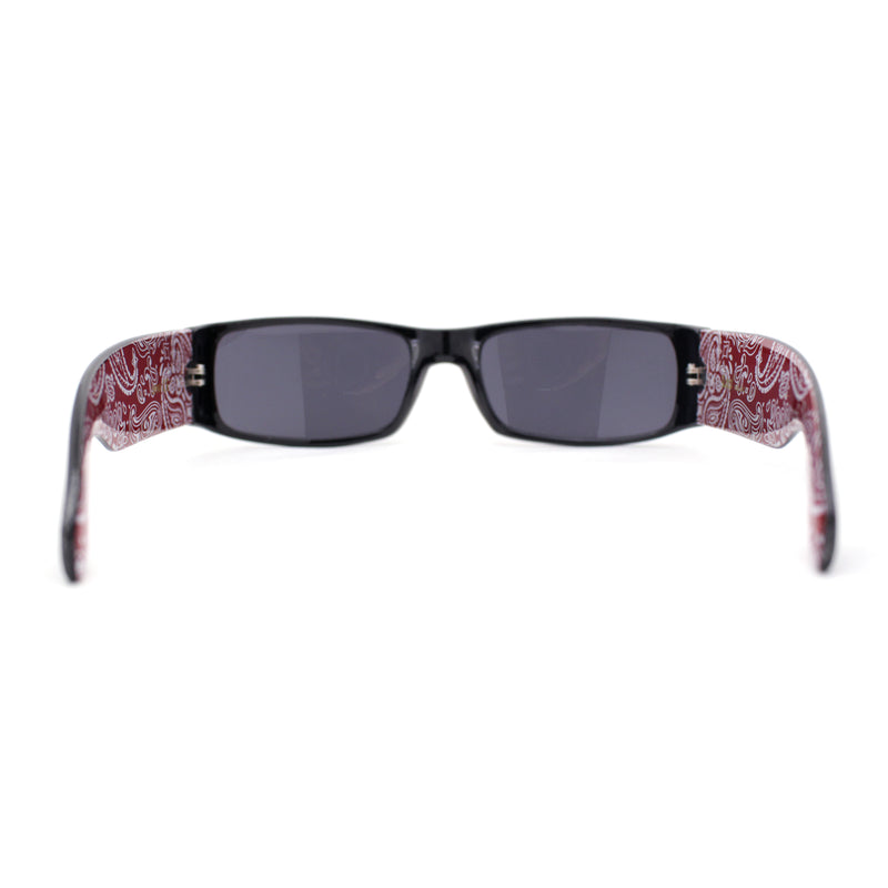 Locs Gangster Bandana Print Arm Classic Rectangular Cholo Sunglasses