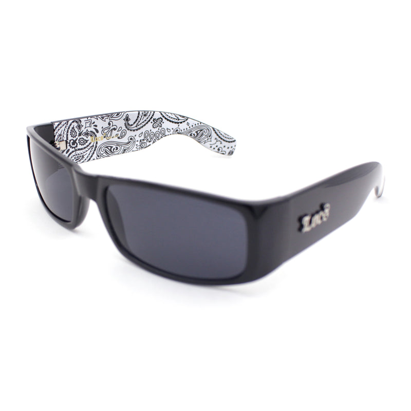 Locs Gangster Bandana Print Arm Classic Rectangular Cholo Sunglasses