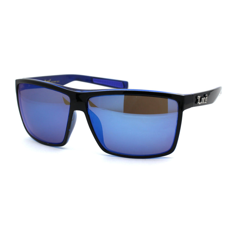 Locs Mens Oversize Rectangular Flat Top Gangster Plastic Sunglasses