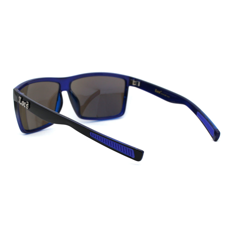 Locs Mens Oversize Rectangular Flat Top Gangster Plastic Sunglasses