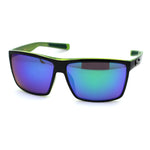 Locs Mens Oversize Rectangular Flat Top Gangster Plastic Sunglasses