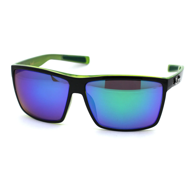 Locs Mens Oversize Rectangular Flat Top Gangster Plastic Sunglasses