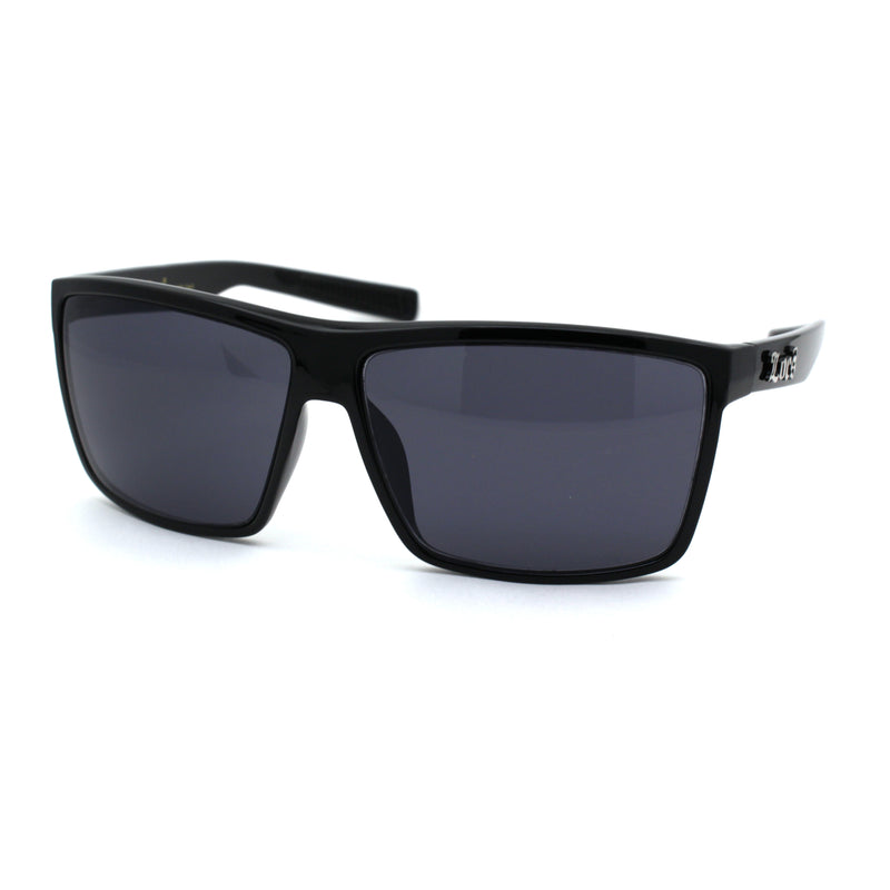 Locs Mens Oversize Rectangular Flat Top Gangster Plastic Sunglasses