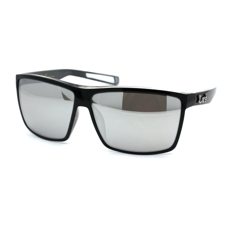 Locs Mens Oversize Rectangular Flat Top Gangster Plastic Sunglasses