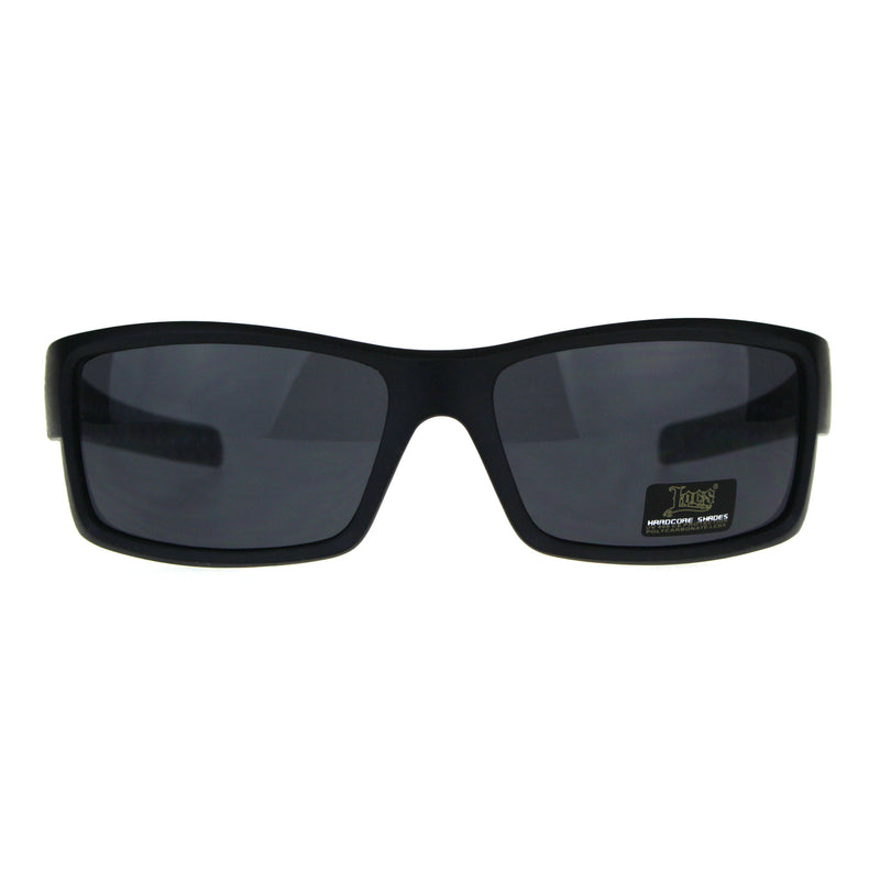 Locs Squared Rectangular Cholo Gangster Sunglasses - All Black, UV400 Protection, Cat. 3