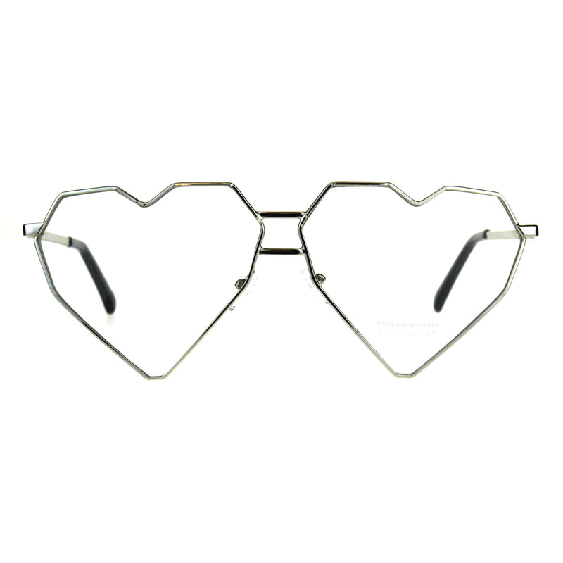 Womens Squared Heart Shape Metal Rim Clear Lens Eye Glasses