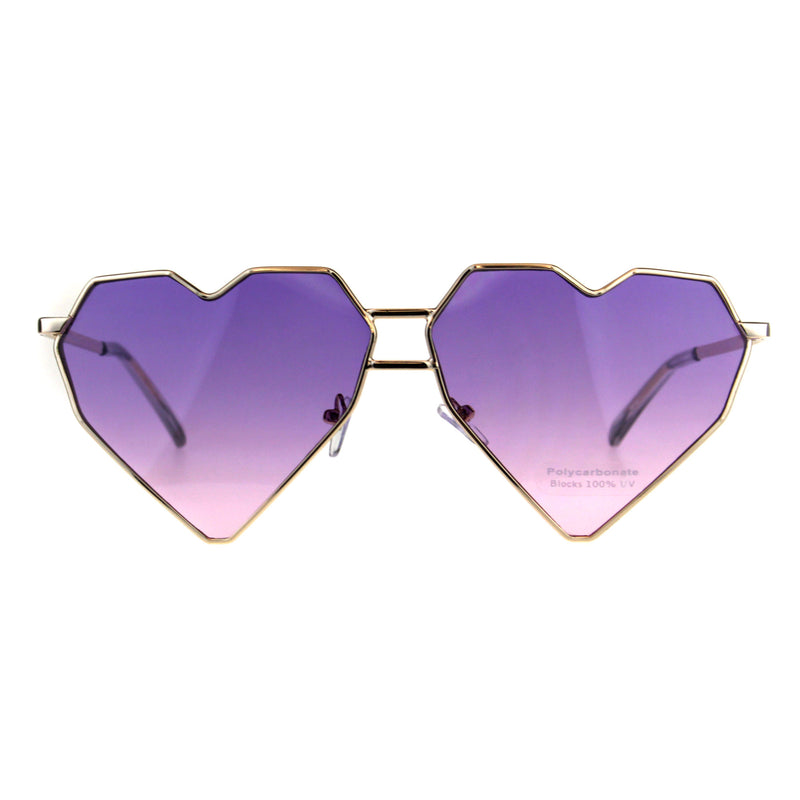 Womens Squared Heart Shape Oceanic Gradient Lens Sunglasses