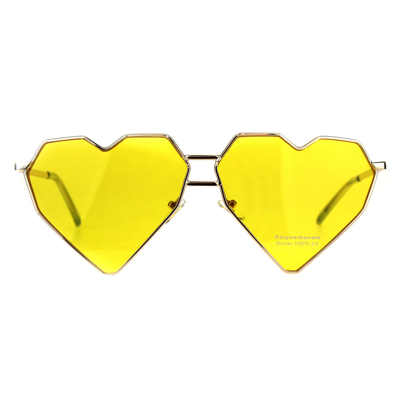 Womens Squared Heart Shape Oceanic Gradient Lens Sunglasses