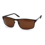 Mens Polarized Spring Hinge Rectangular Metal Rim Dress Sunglasses