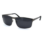 Mens Polarized Spring Hinge Rectangular Metal Rim Dress Sunglasses