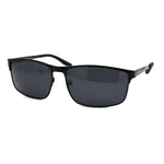 Mens Polarized Spring Hinge Rectangular Metal Rim Dress Sunglasses