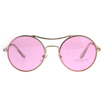 Pop Color Hippie Groovy Circle Round Lens Top Bridge Sunglasses