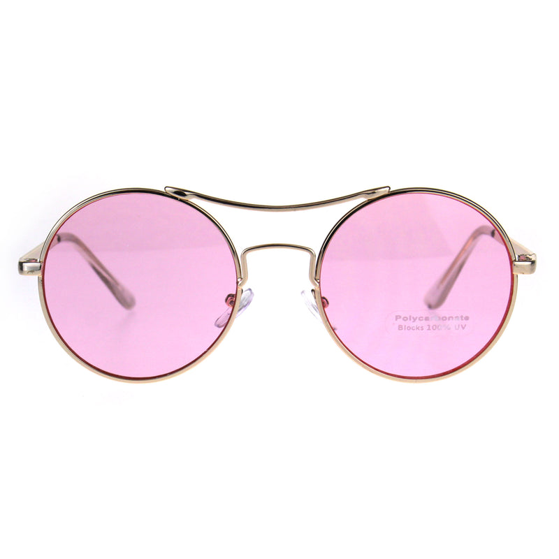 Pop Color Hippie Groovy Circle Round Lens Top Bridge Sunglasses