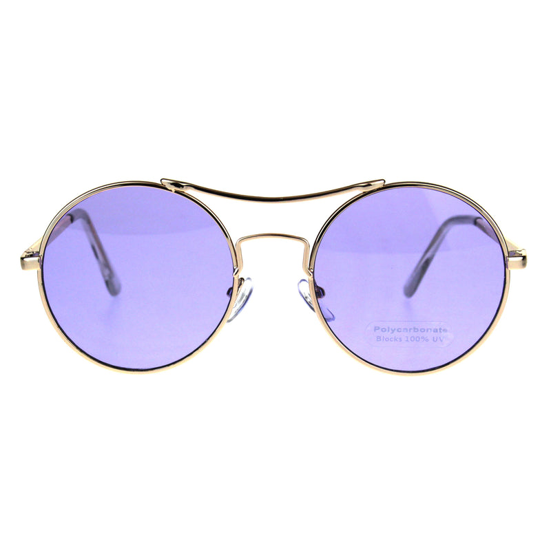 Pop Color Hippie Groovy Circle Round Lens Top Bridge Sunglasses