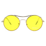 Pop Color Hippie Groovy Circle Round Lens Top Bridge Sunglasses