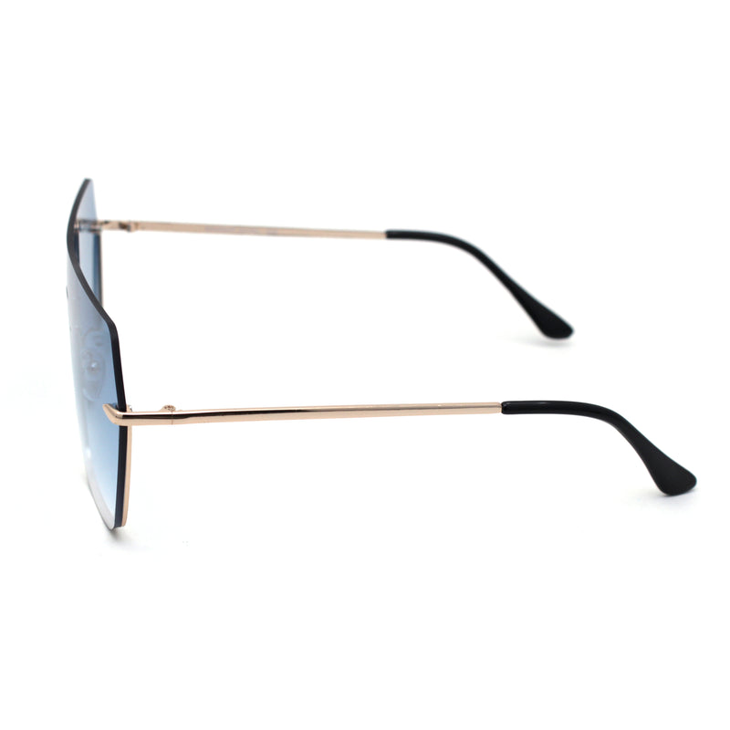 Oversize Luxury Robotic Shield Rimless Trendy Retro Sunglasses
