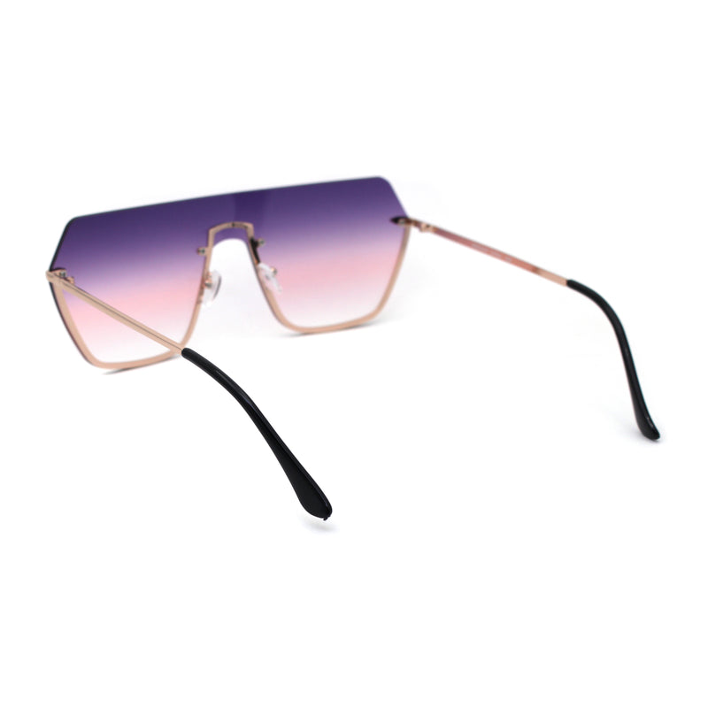 Oversize Luxury Robotic Shield Rimless Trendy Retro Sunglasses