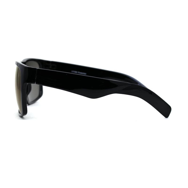 Mens Classic Large Mirror Lens Sport Horn Rim Sunglasses