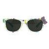 Girls Childern Size Horn Rim Glitter Bow Plastic Sunglasses