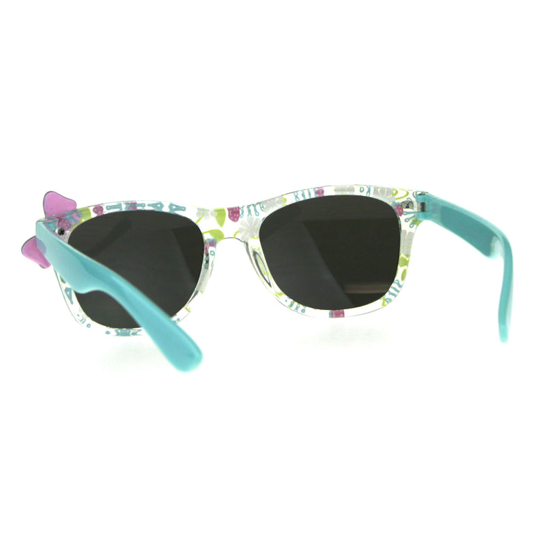 Girls Childern Size Horn Rim Glitter Bow Plastic Sunglasses