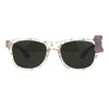Girls Childern Size Horn Rim Glitter Bow Plastic Sunglasses