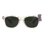 Girls Childern Size Horn Rim Glitter Bow Plastic Sunglasses