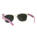 Girls Childern Size Horn Rim Glitter Bow Plastic Sunglasses