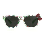 Girls Childern Size Horn Rim Glitter Bow Plastic Sunglasses