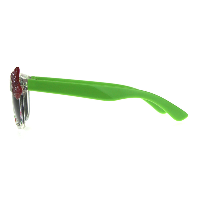 Girls Childern Size Horn Rim Glitter Bow Plastic Sunglasses