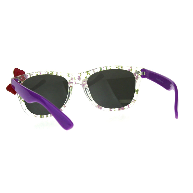 Girls Childern Size Horn Rim Glitter Bow Plastic Sunglasses