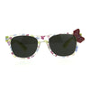 Girls Childern Size Horn Rim Glitter Bow Plastic Sunglasses
