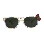 Girls Childern Size Horn Rim Glitter Bow Plastic Sunglasses