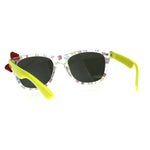 Girls Childern Size Horn Rim Glitter Bow Plastic Sunglasses