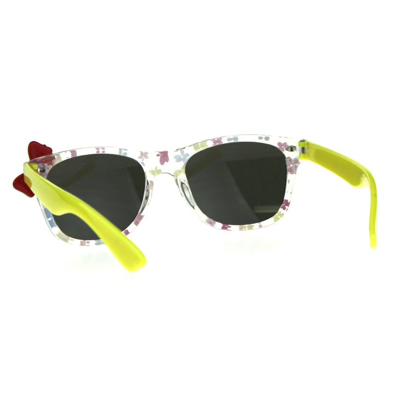 Girls Childern Size Horn Rim Glitter Bow Plastic Sunglasses
